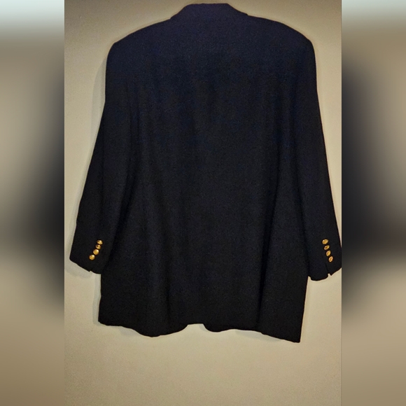 Ralph Lauren Vintage Black Wool Blazer 18  Gold Crest Buttons Bullion Crest Chic - Picture 4 of 10